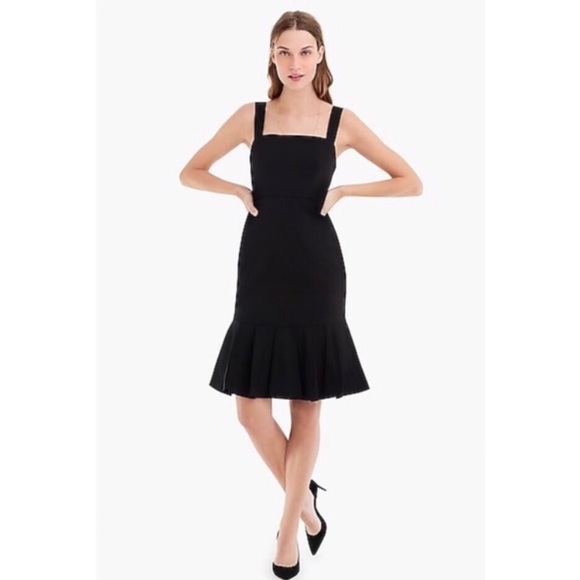 J. Crew Black Faille Stretch Fluted Hem Dress 4 - Picture 8 of 8